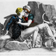 Illustration: Jim Cooke/io9. Etching of Jupiter and Callisto, Pierre Milan, 1537-40